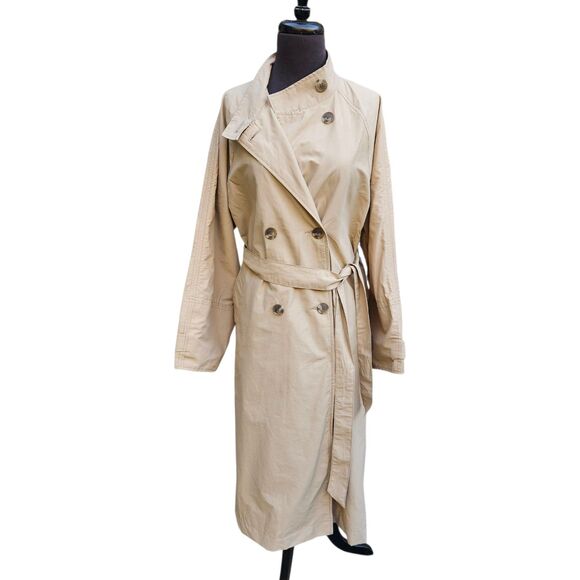Old Navy Womens Size Small Oversized Khaki Double Breasted Trench Coat Rain NWT - Picture 2 of 11